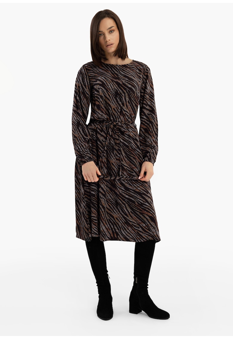 Rochie midi din viscoza cu model - G-Maize - maro - Maro