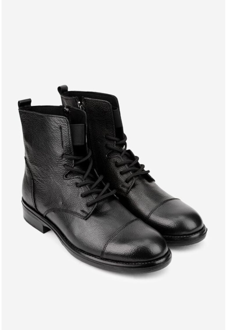 Ghete barbati negre din piele texturata