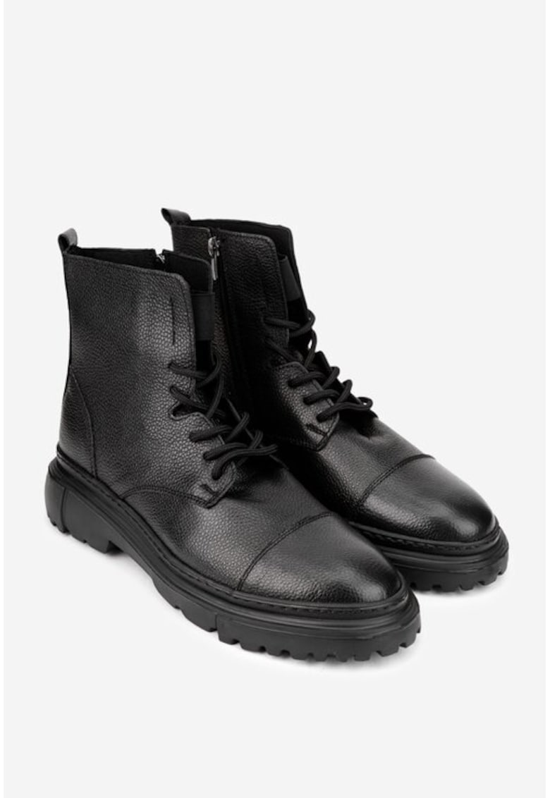 Ghete piele texturata neagra - Negru