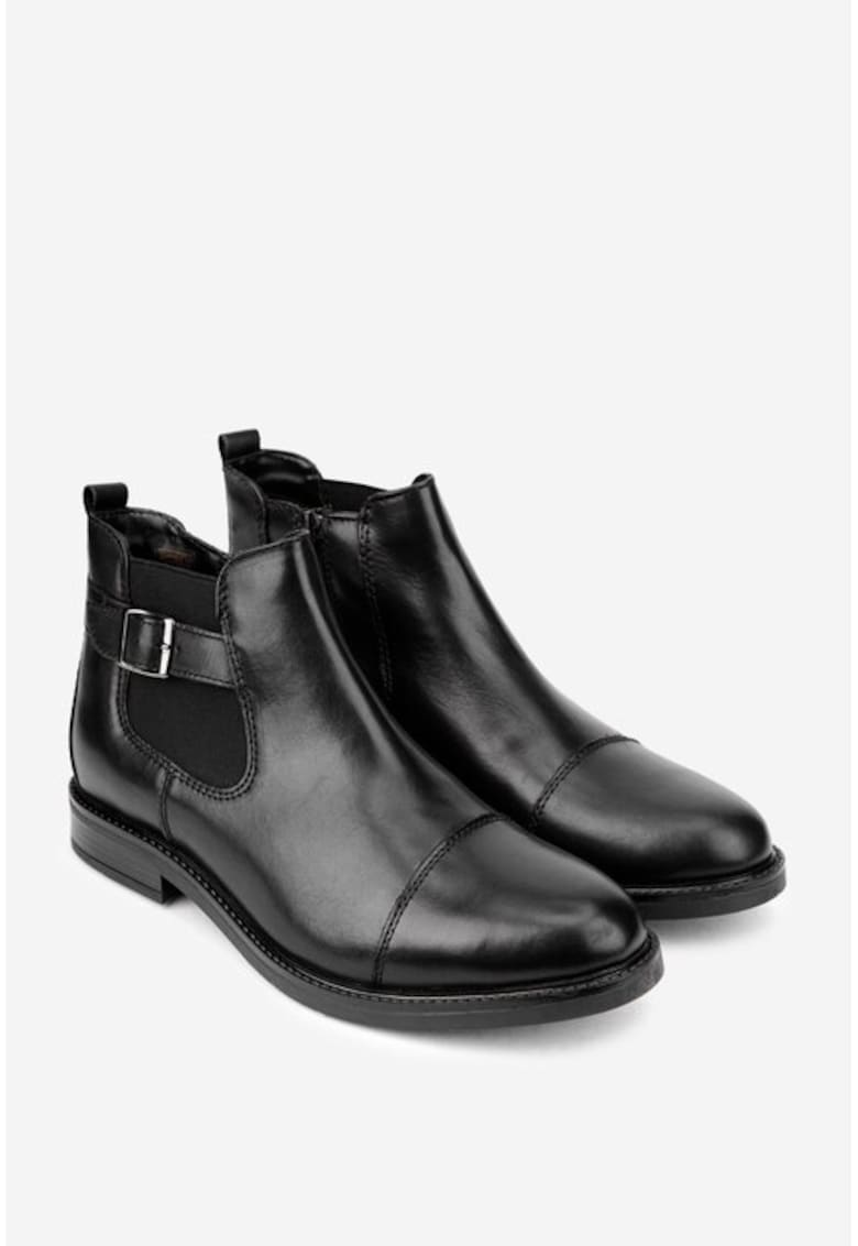 Ghete barbati negre din piele naturala cu fermoar