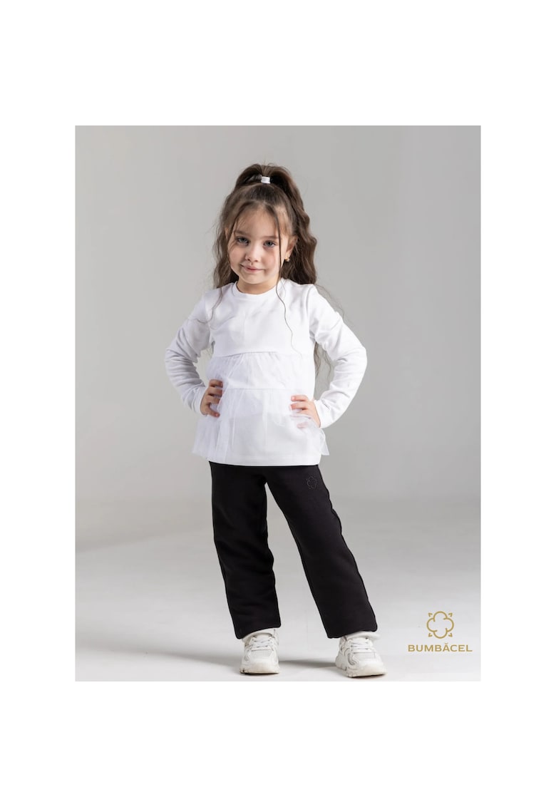 Bluza din bumbac cu maneca lunga pentru fete