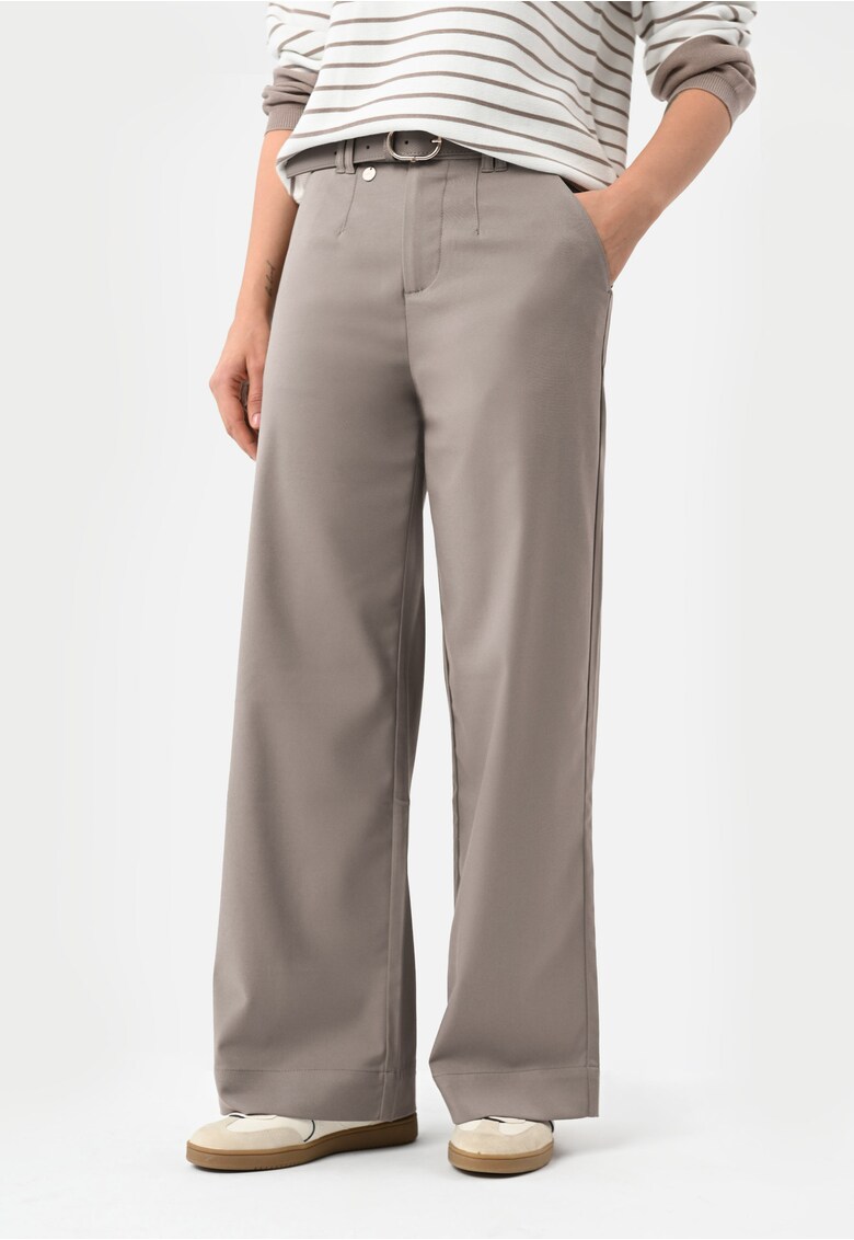 Pantaloni din material cu picior lat - Comfort Fit - R-Hus - bej -