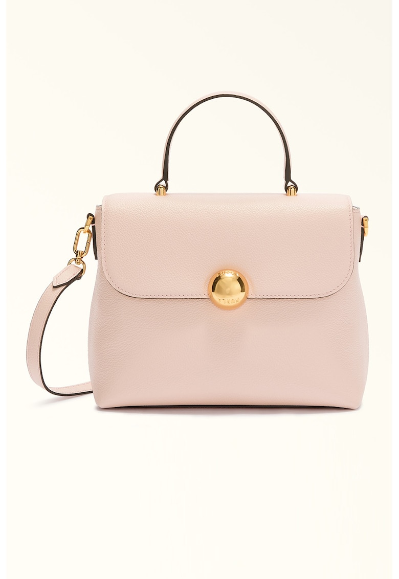 Geanta crossbody din piele cu maner fix Moonlight - Negru/Roz pastel