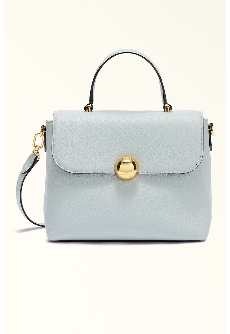 Geanta crossbody din piele cu maner fix Moonlight - Negru/Albastru azur