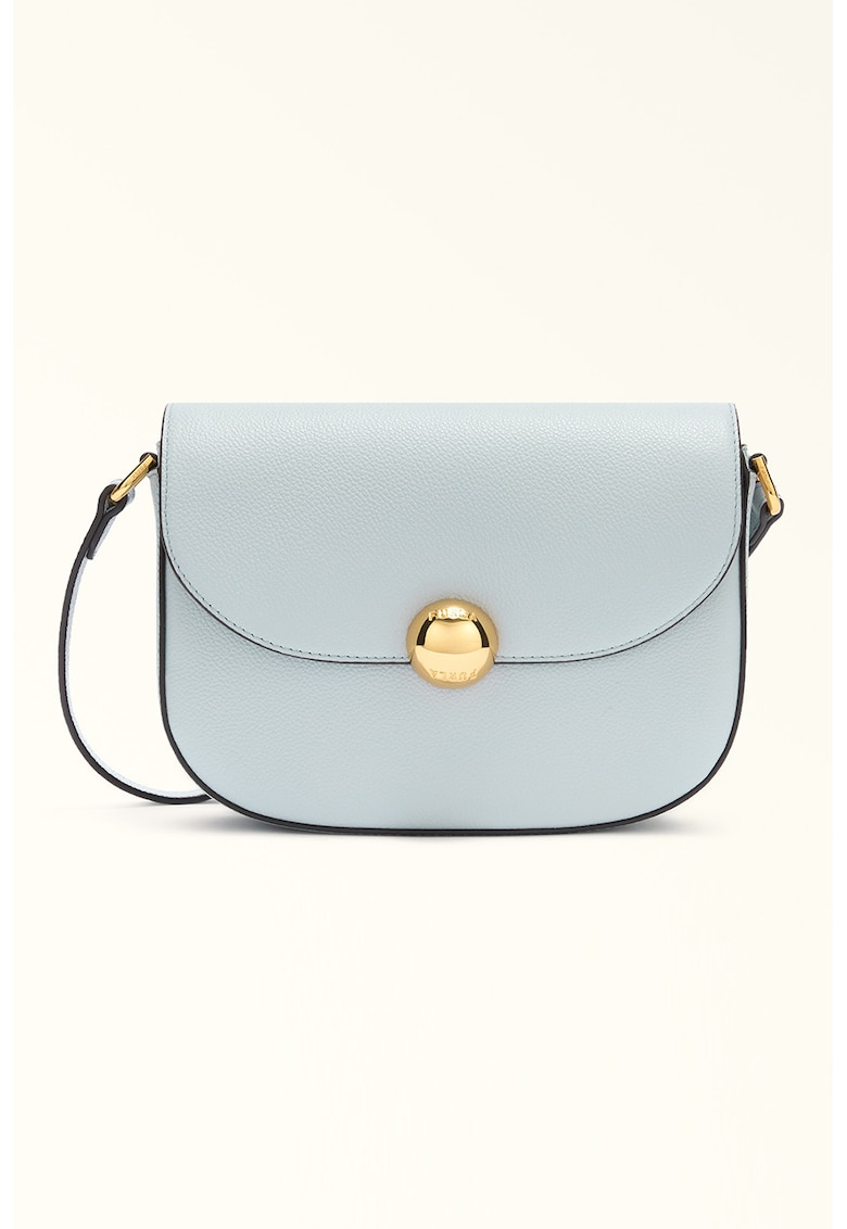 Geanta crossbody din piele Moonlight - Albastru pastel/Negru stins