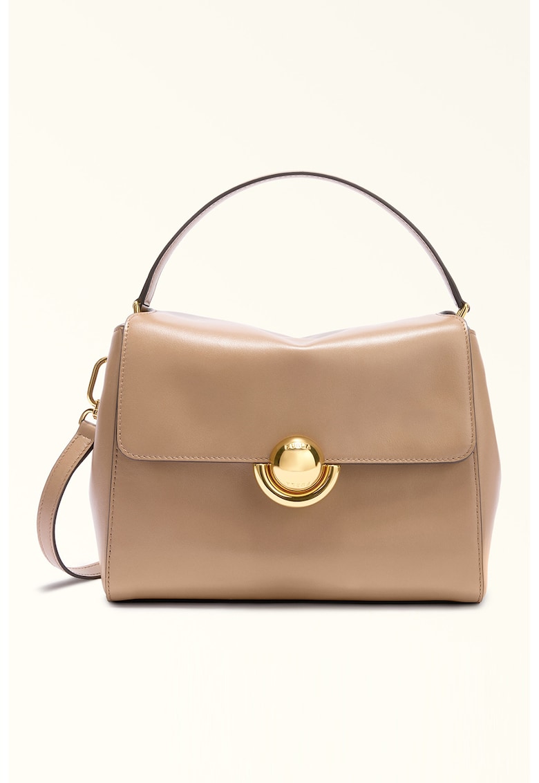 Geanta crossbody din piele cu bareta ajustabila Domus - Maro deschis