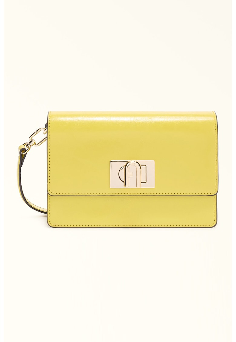 Geanta crossbody mini din piele 1927 - Galben pal