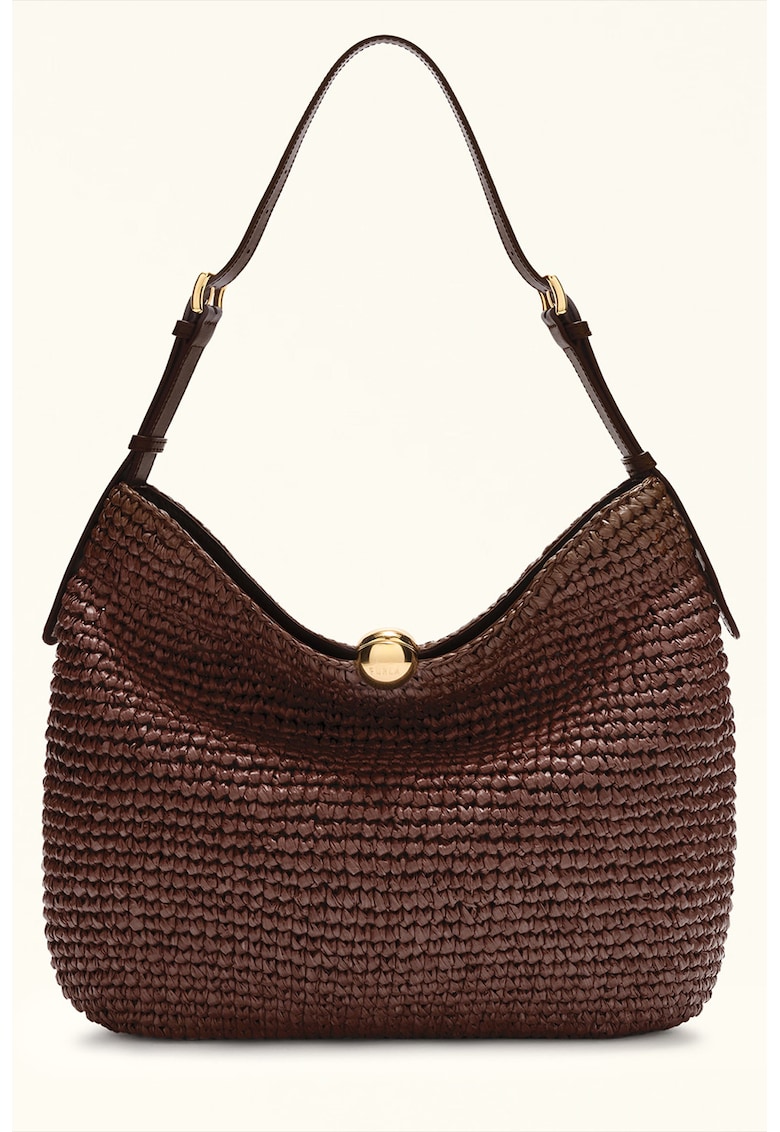 Geanta de umar cu aspect tesut Sfera Soft - Maro cognac