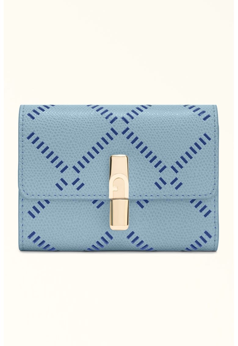 Portofel pliabil din piele cu model Iride - Albastru pastel/Albastru indigo