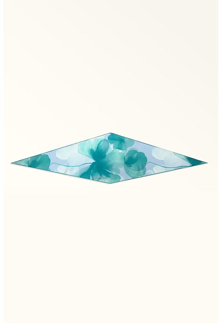 Esarfa din matase cu model floral Diamante - Verde/Albastru pastel