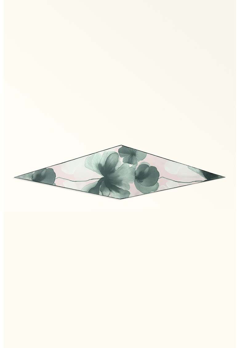 Esarfa din matase cu model floral Diamante - Verde padure