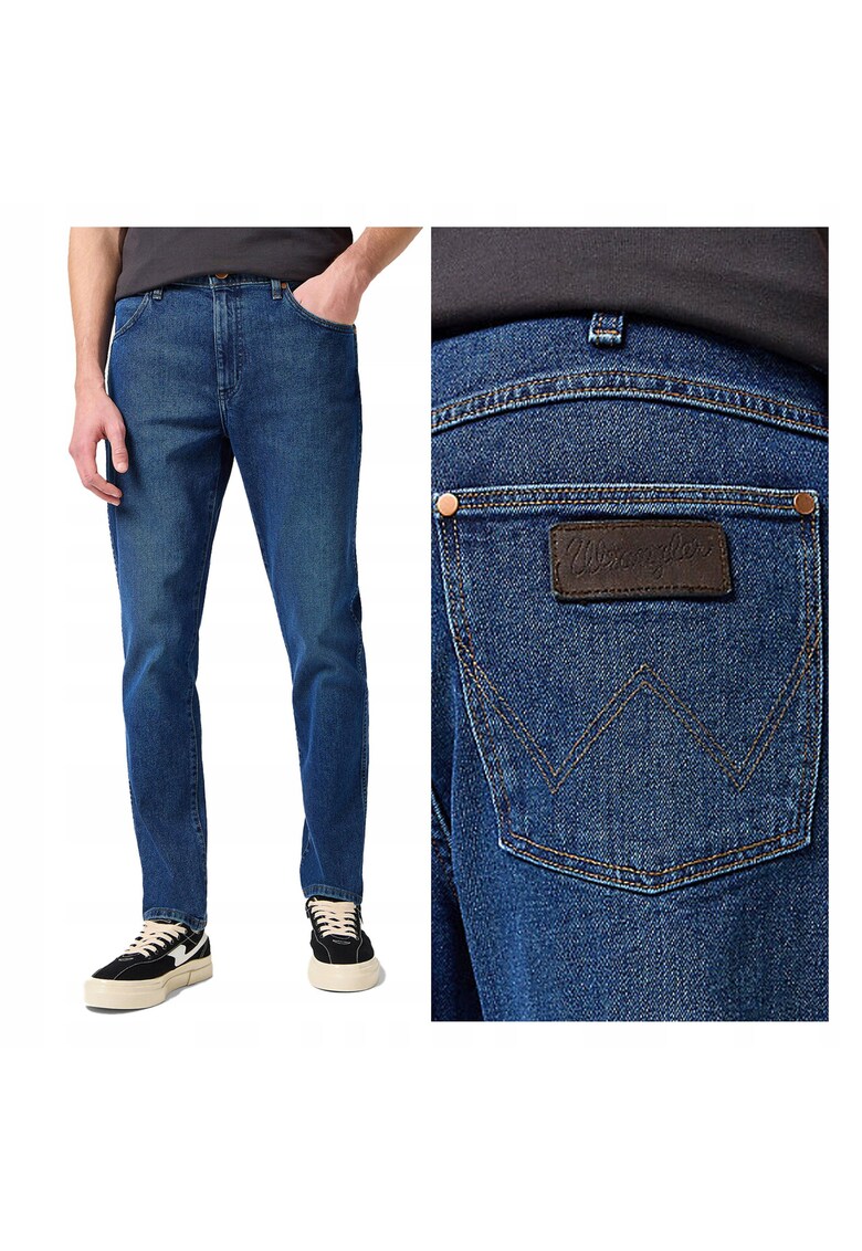 Blugi Barbati - Larston - Slim Fit - Talie Medie - Fermoar - Lungi - 5 Buzunare - Bumbac - Albastru - Albastru