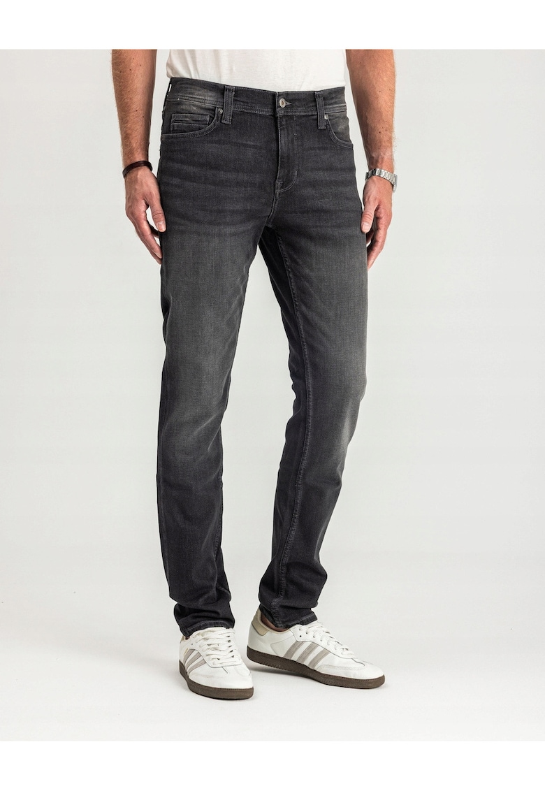 Blugi Barbati - Vegas Slim - Slim Fit - Talie Medie - Fermoar - Lungi - 5 Buzunare - Bumbac - Negru - Negru