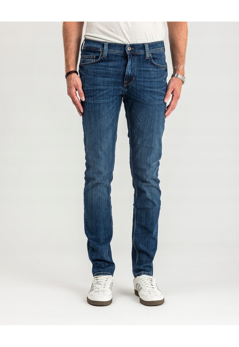 Blugi Barbati - Vegas Slim - Slim Fit - Talie Medie - Fermoar - Lungi - 5 Buzunare - Bumbac - Albastru - Albastru