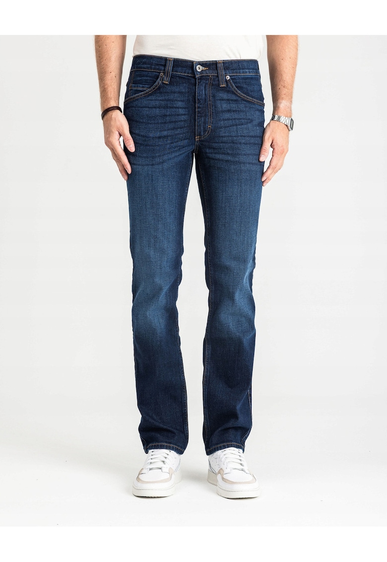 Blugi Barbati - Tramper Tapered - Slim Fit - Talie Medie - Fermoar - Lungi - 5 Buzunare - Bumbac - Albastru - Albastru