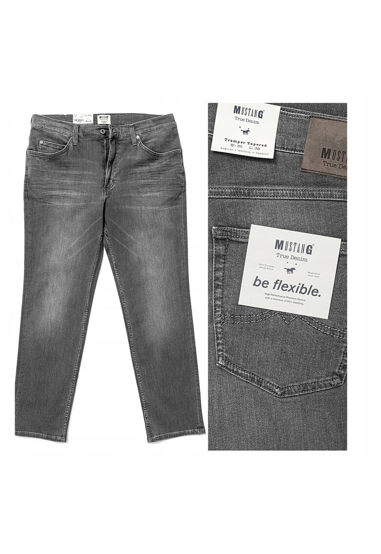 Blugi Barbati - Tramper Tapered - Slim Fit - Talie Medie - Fermoar - Lungi - 5 Buzunare - Bumbac - - Gri