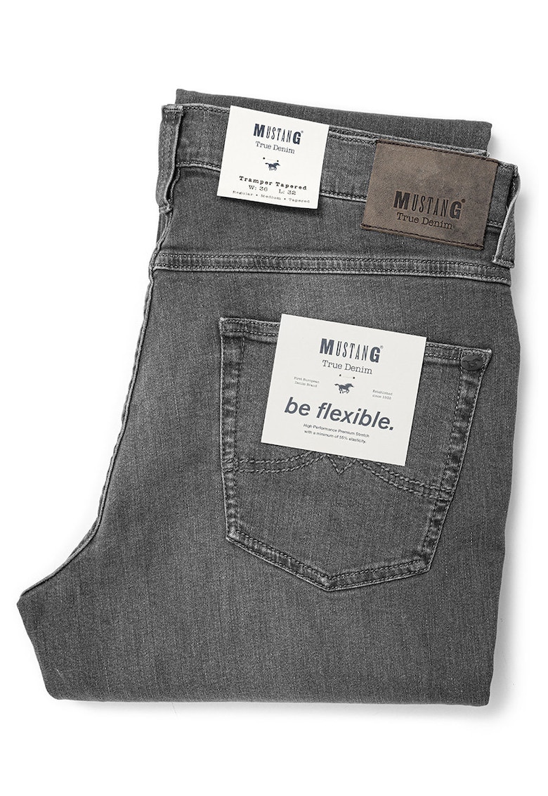 Blugi Barbati - Tramper Tapered - Slim Fit - Talie Medie - Fermoar - Lungi - 5 Buzunare - Bumbac - - Gri