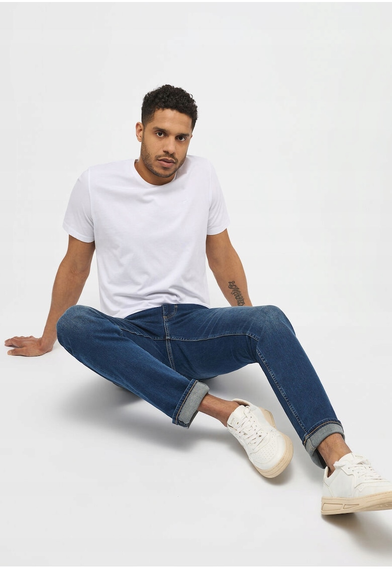 Blugi Barbati - Washington - Slim Fit - Talie Medie - Fermoar - Lugngi - 5 Buzunare - Bumbac - W33 L30 - Albastru - Albastru