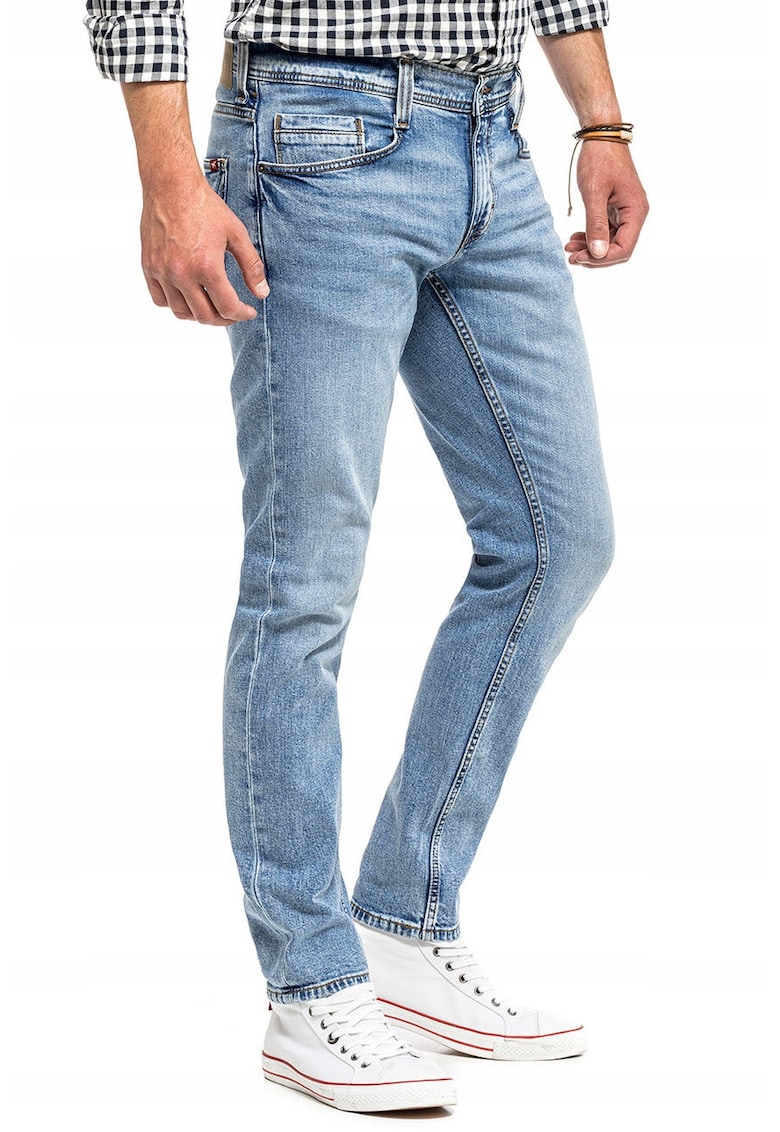 Blugi Barbati - Oregon Tapered - Slim Fit - Talie Joasa - Fermoar - Lungi - 5 Buzunare - Bumbac - Albastru - Albastru