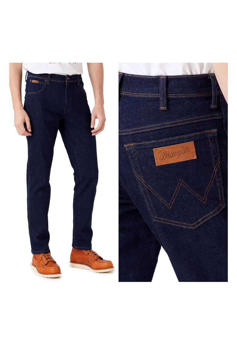 Blugi Barbati - Texas Slim - Slim Fit - Talie Medie - Fermoar - Lungi - 5 Buzunare - Bumbac - Albastru - Albastru