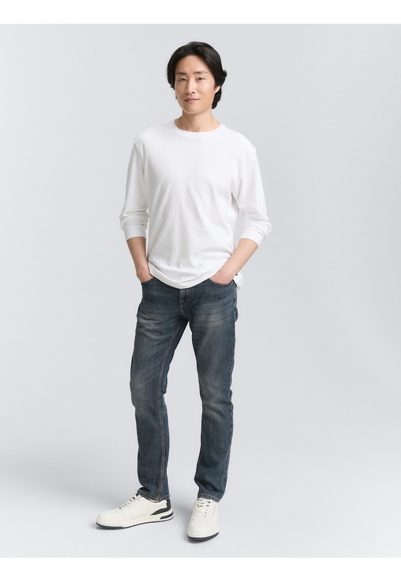 Blugi Barbati - Marvin - Straight Fit - Talie Medie - Fermoar - Lungi - 5 Buzunare - Bumbac - L30 - Albastru - Albastru