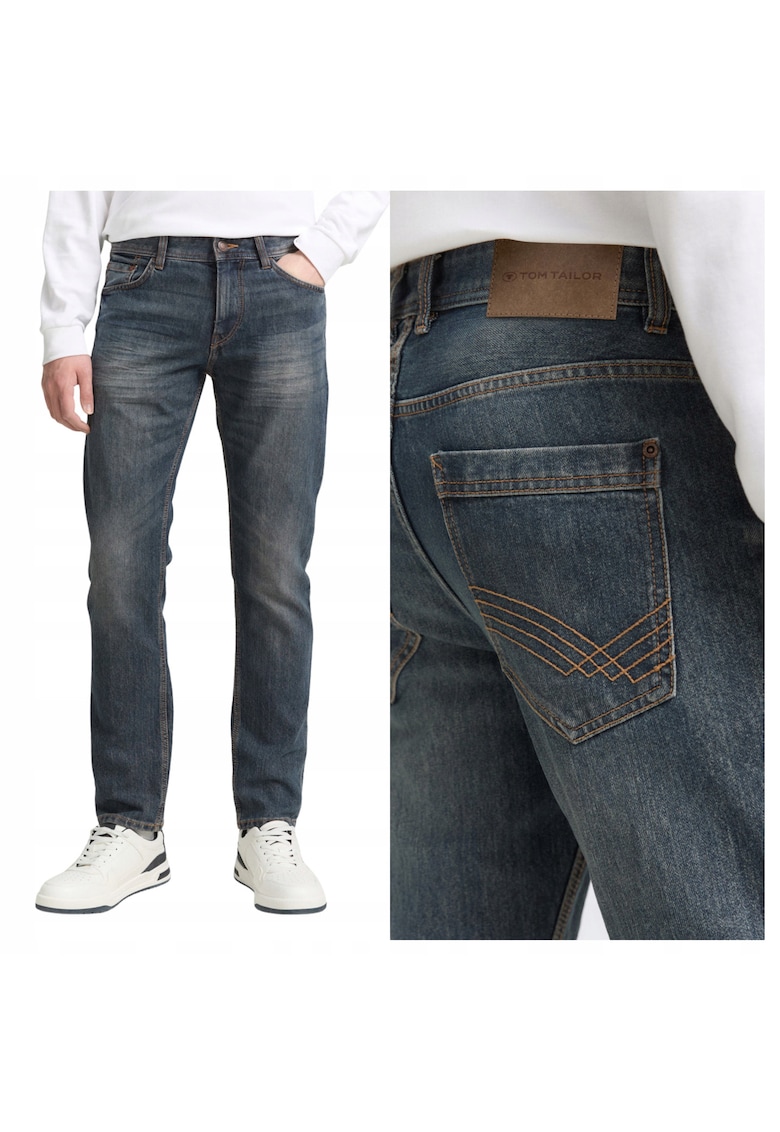 Blugi Barbati - Marvin - Straight Fit - Talie Medie - Fermoar - Lungi - 5 Buzunare - Bumbac - L30 - Albastru - Albastru