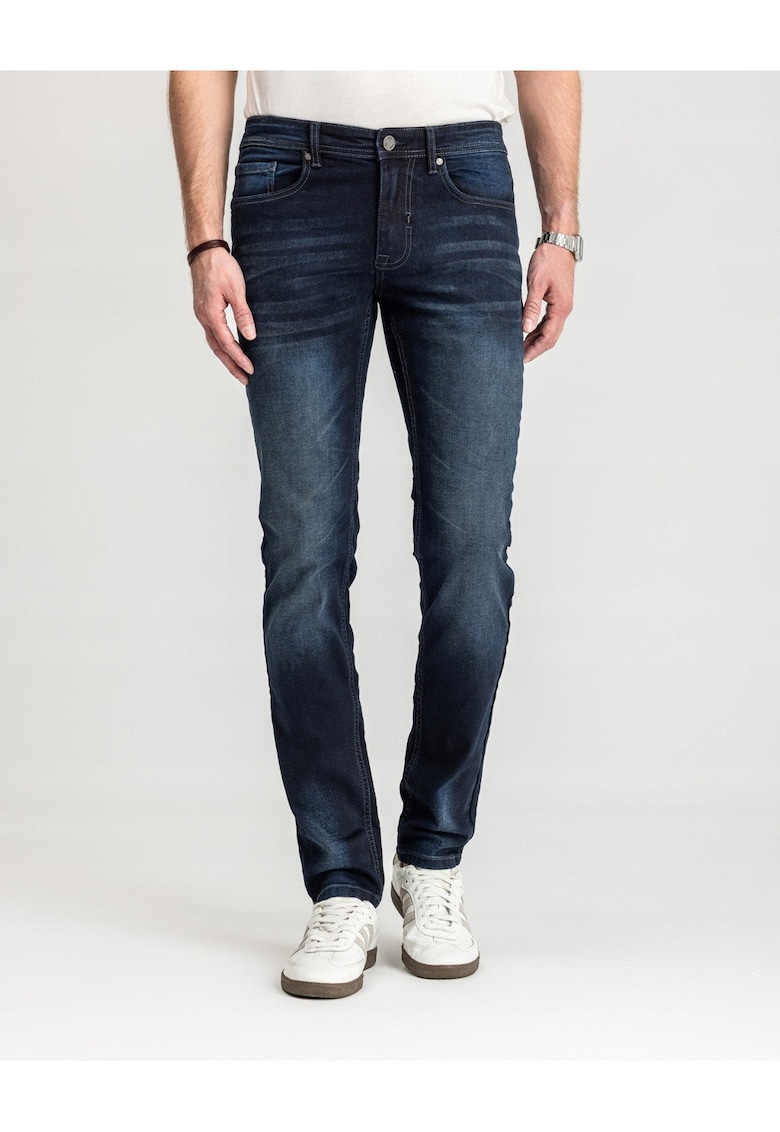 Marcus Blugi Barbati - Felix - Straight Fit - Talie Medie - 98% Bumbac - 2% Elastan - Fermoar - Lungi - 5 Buzunare - Albastru
