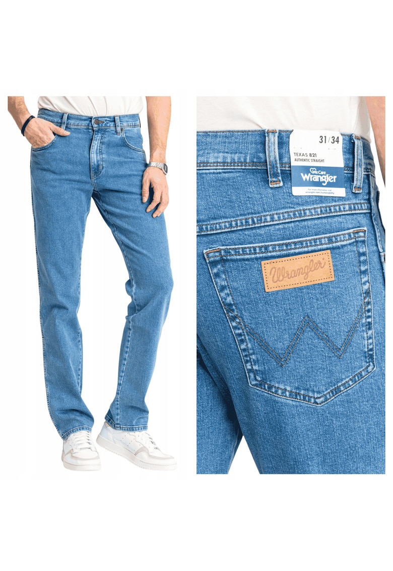 Blugi Barbati - Texas - Straight Fit - Talie Medie - Fermoar - Lungi - 5 Buzunare - Bumbac - W31-L32 US - Albastru