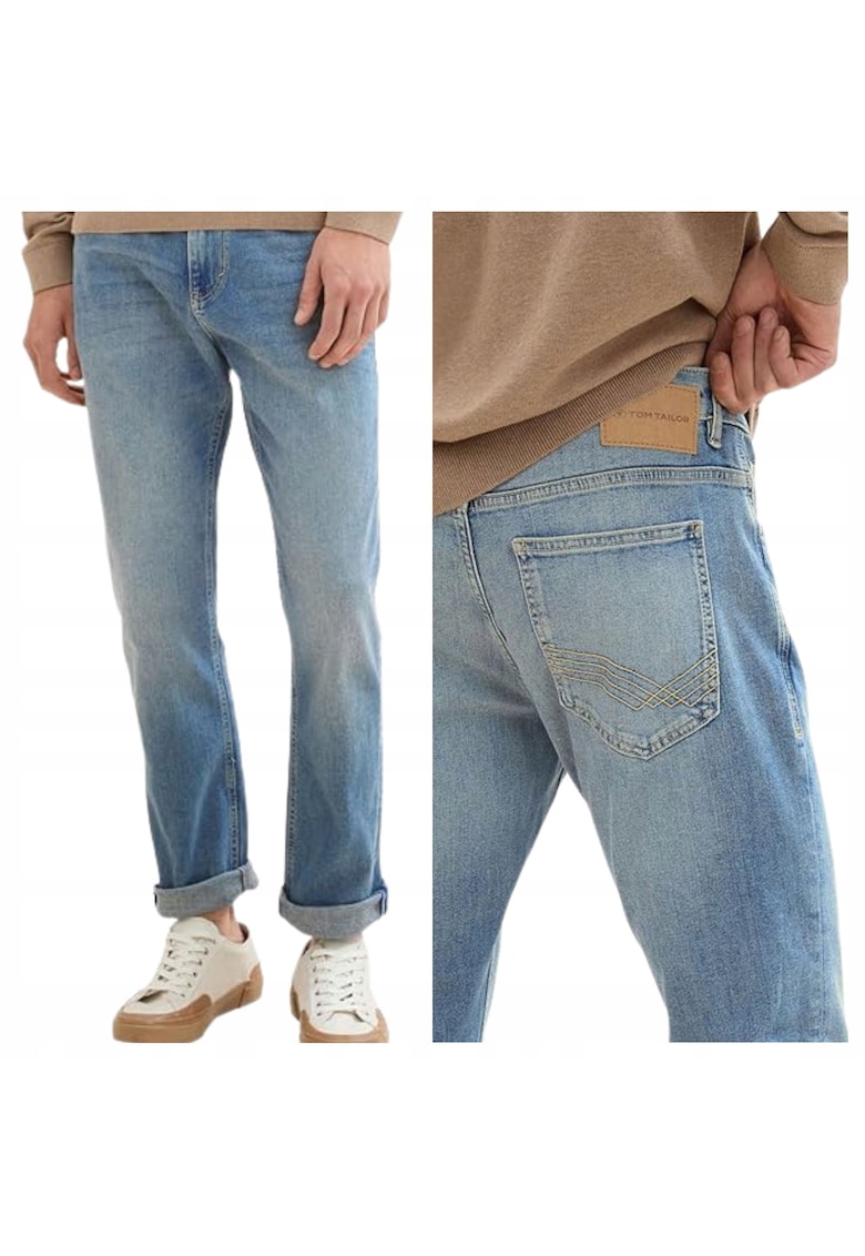 Blugi Barbati - Josh Slim - Slim Fit - Talie Medie - Fermoar - Lungi - 5 Buzunare - Bumbac - Albastru - Albastru