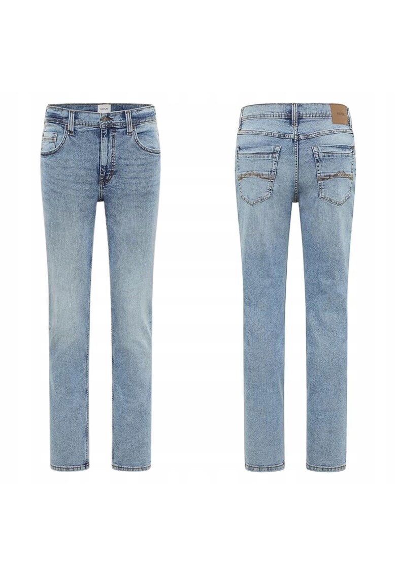 Blugi Barbati - Washington - Straight Fit - Talie Medie - Fermoar - Lungi - 5 Buzunare - Bumbac - Albastru - Albastru