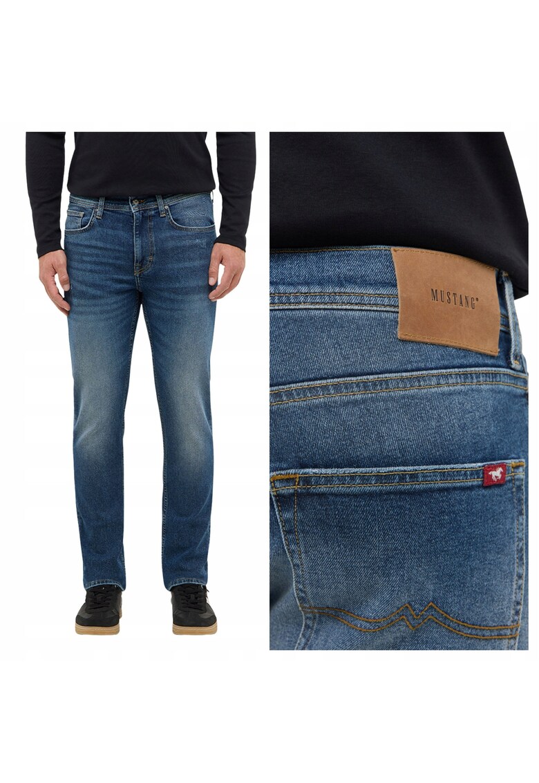 Blugi Barbati - Orlando Slim - Slim Fit - Talie Joasa - Fermoar - Lungi - 5 Buzunare - Bumbac - Albastru - Albastru