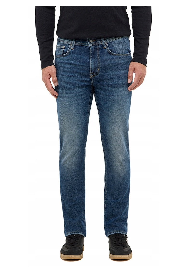 Blugi Barbati - Orlando Slim - Slim Fit - Talie Joasa - Fermoar - Lungi - 5 Buzunare - Bumbac - Albastru - Albastru