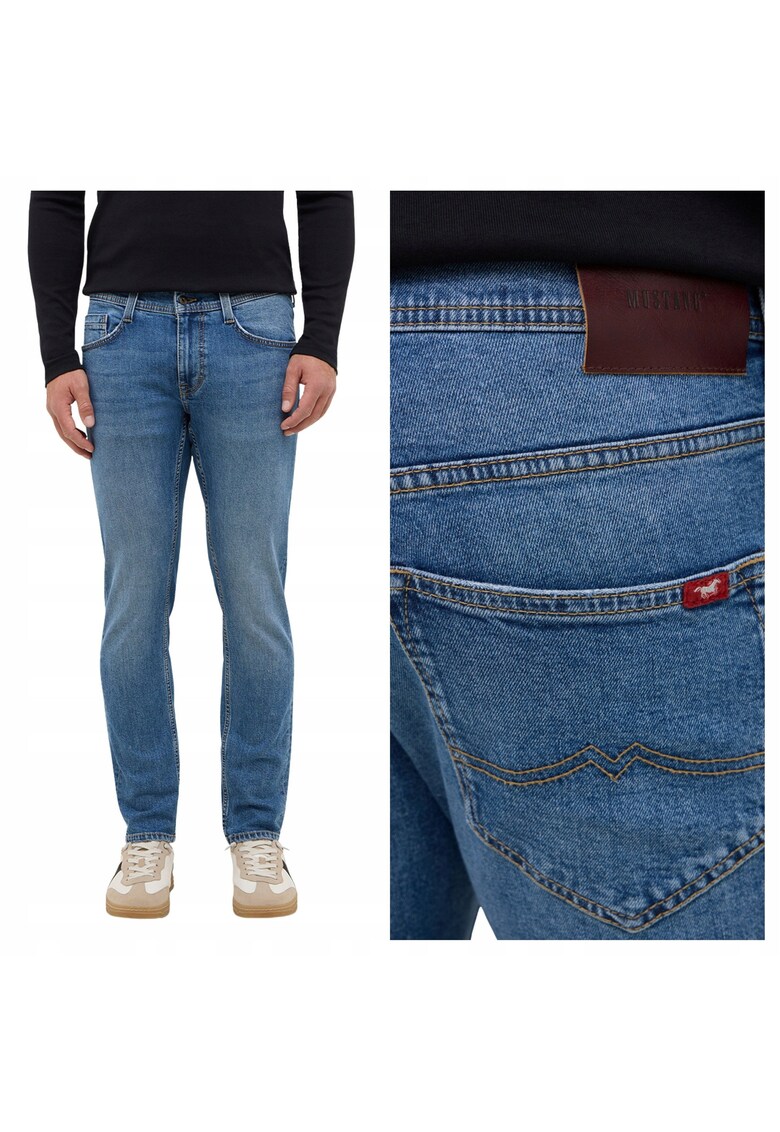 Blugi Barbati - Style Oregon Slim - Straight Fit - Talie Joasa - Fermoar - Lungi - 5 Buzunare - Bumbac - W32-L36 US - Albastru