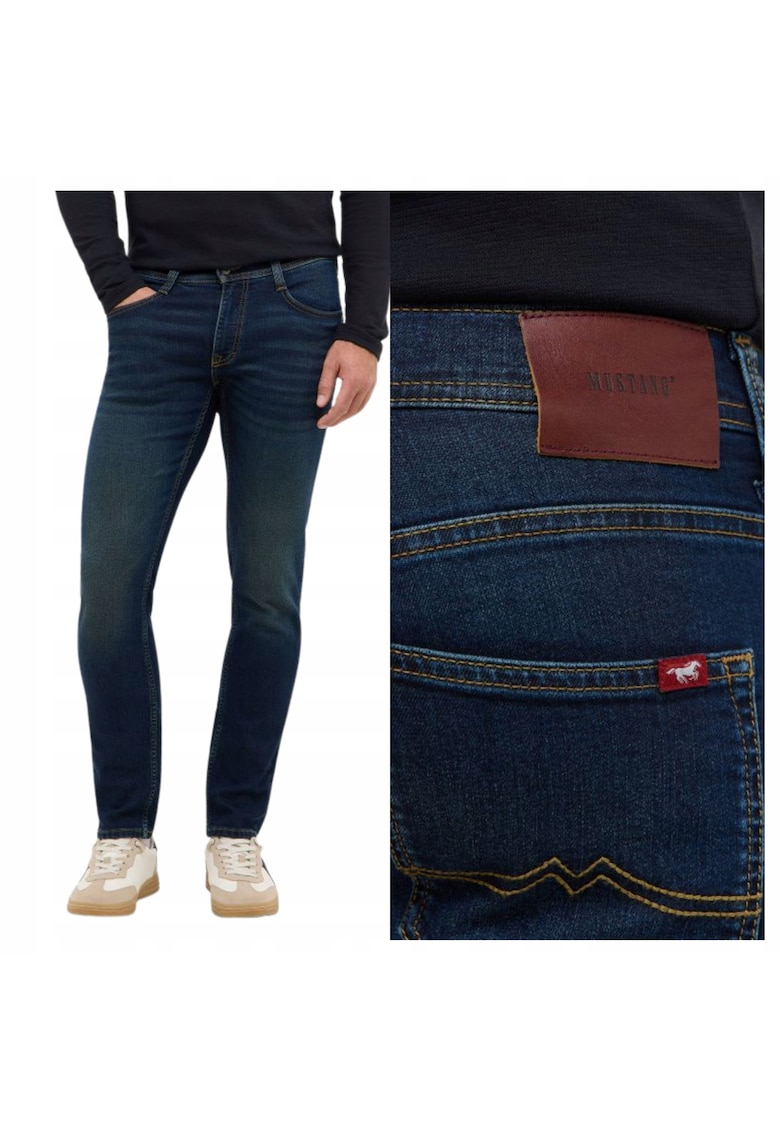 Blugi Barbati - Style Oregon Slim - Slim Fit - Talie Joasa - Fermoar - Lungi - 5 Buzunare - Bumbac - W31-L30 US - Albastru