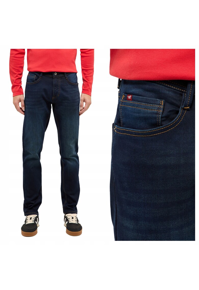 Blugi Barbati - Style Oregon Slim - Slim Fit - Talie Joasa - Fermoar - Lungi - 5 Buzunare - Bumbac - W30-L30 US - Albastru