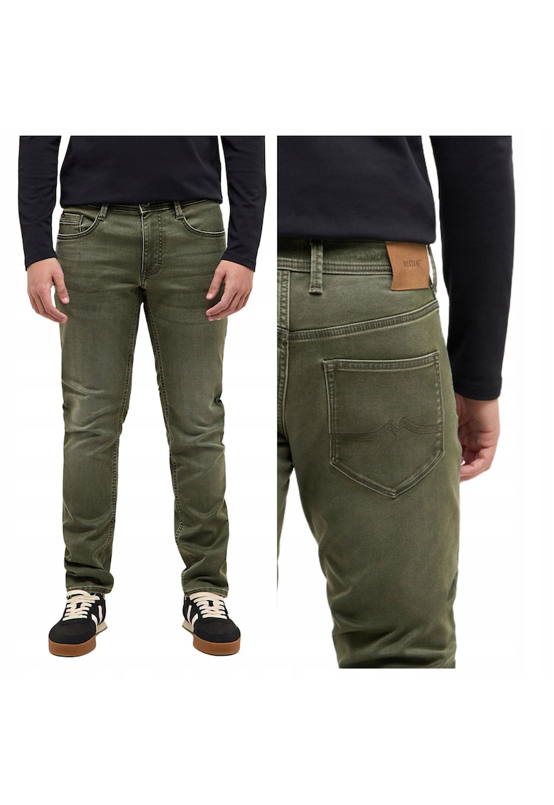 Blugi Barbati - Style Oregon Slim - Slim Fit - Talie Joasa - Fermoar - Lungi - 5 Buzunare - Bumbac - W32-L30 US - Verde