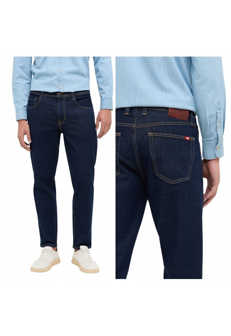 Blugi Barbati - Denver Tapered - Straight Fit - Talie Joasa - Fermoar - Lungi - 5 Buzunare - Bumbac - W31-L30 US - Albastru