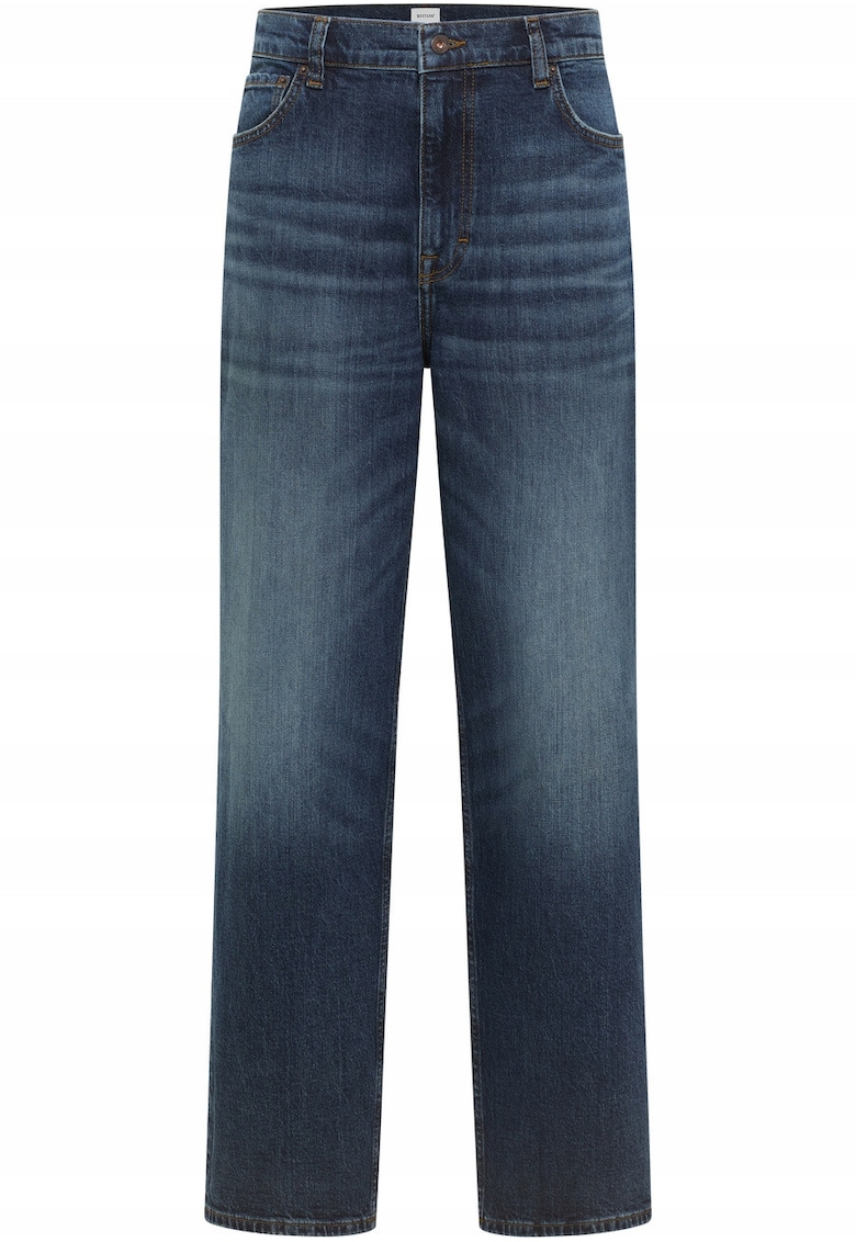 Blugi Barbati - Style Vermont - Loose Fit - Talie Joasa - Fermoar - Lungi - 5 Buzunare - Bumbac - W32-L32 US - Albastru