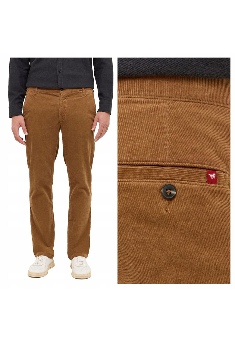 Blugi Barbati - Style Tramper Chino - Straight Fit - Talie Medie - Fermoar - Lungi - 5 Buzunare - Bumbac - Maro - Maro inchis