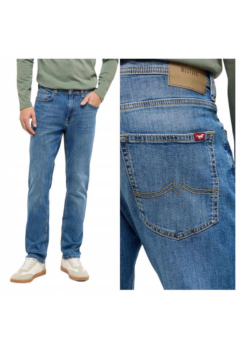 Blugi Barbati - Orlando Slim - Slim Fit - Talie Joasa - Fermoar - Lungi - 5 Buzunare - Bumbac - W34-L34 US - Albastru