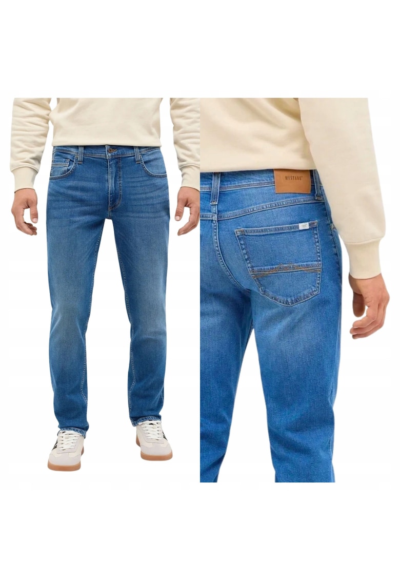 Blugi Barbati - Washington - W31-L30 US - Albastru - Straight Fit - Bumbac - Design Clasic Casual - Ideal Pentru Uz Zilnic - Lungi