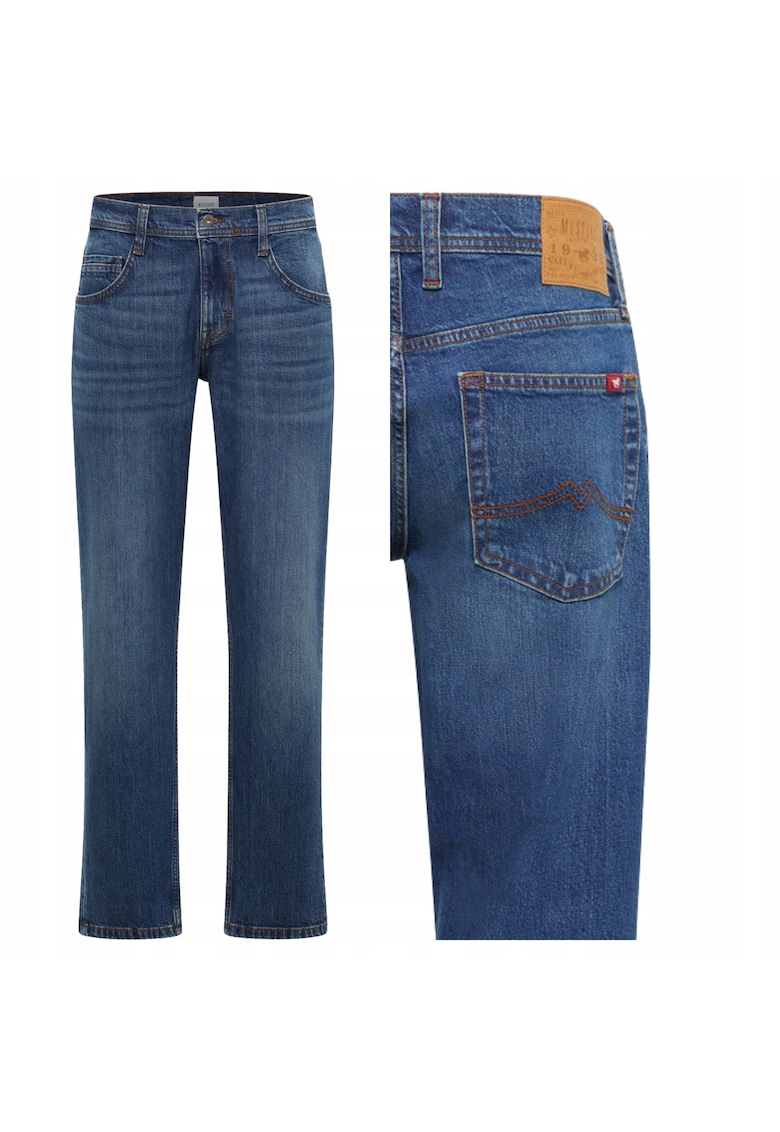 Blugi Barbati - Denver Straight - Straight Fit - Talie Medie - Fermoar - Lungi - 5 Buzunare - Bumbac - Albastru - Albastru