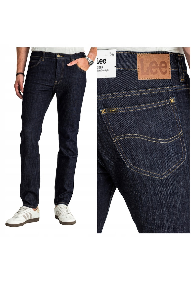 Blugi Barbati - Rider - Slim Fit - Talie Medie - Fermoar - Lungi - 5 Buzunare - Bumbac - W38-L34 US - Albastru