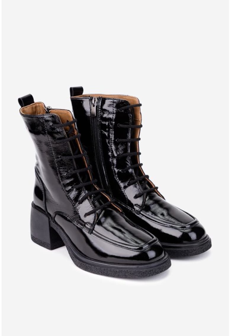 Botine dama din piele negre - Negru