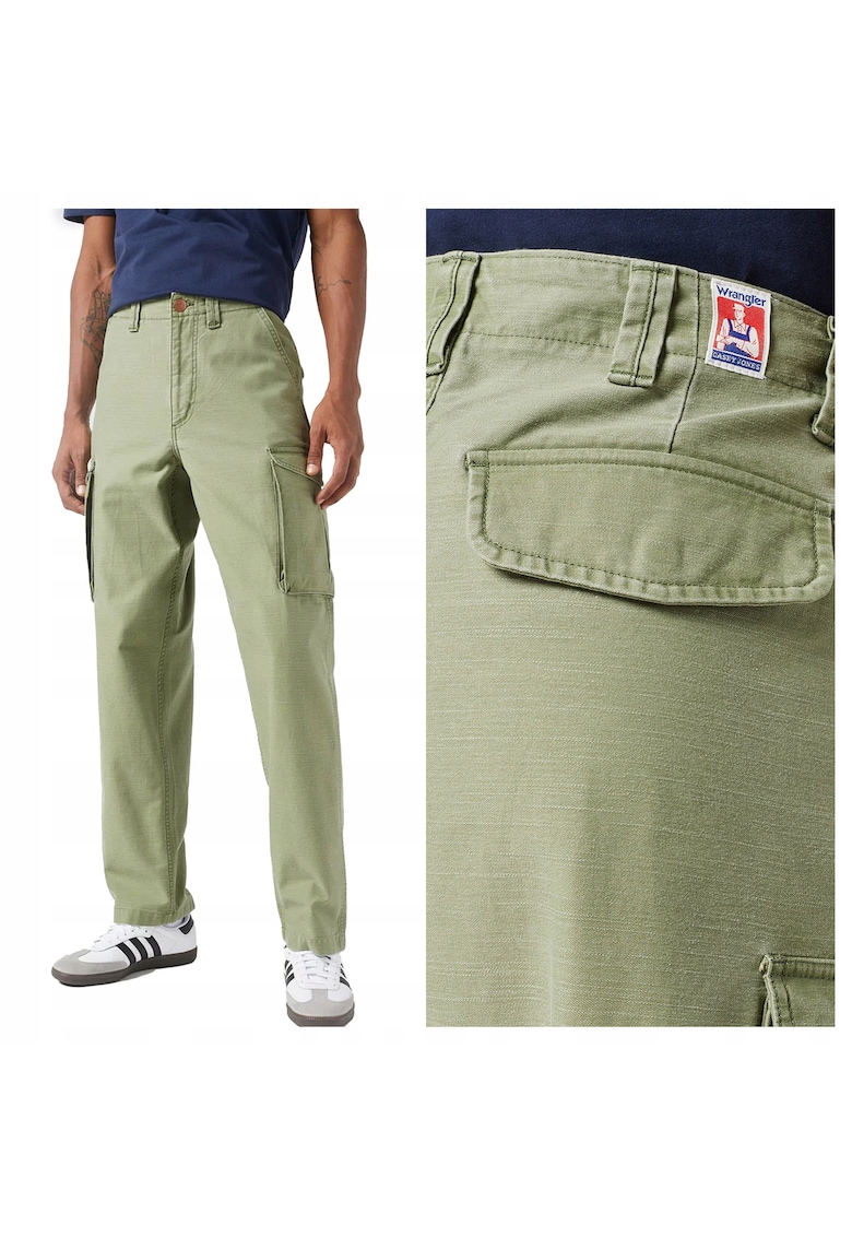 Pantaloni Barbati - Casey Jones - Straight Fit - Talie Medie - Fermoar - Lungi - 5 Buzunare - Bumbac - Maro - Verde