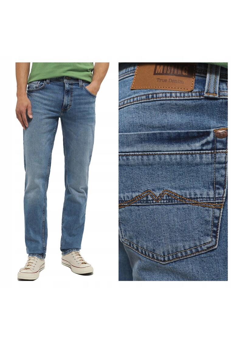 Blugi Barbati - Washington - Slim Fit - Talie Medie - Fermoar - Lungi - 5 Buzunare - Bumbac - W36-L32 - Albastru