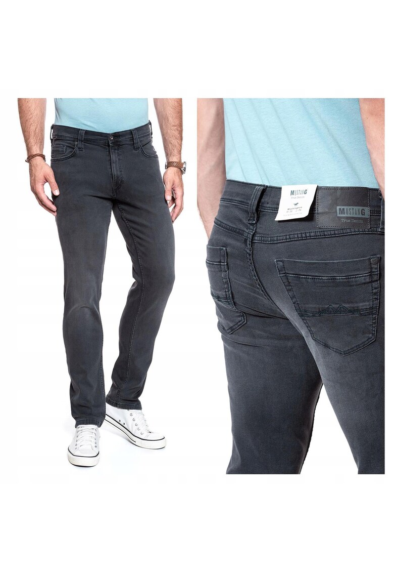Blugi Barbati - Washington - Slim Fit - Talie Medie - Fermoar - Lungi - 5 Buzunare - Bumbac - W36-L32 - Negru