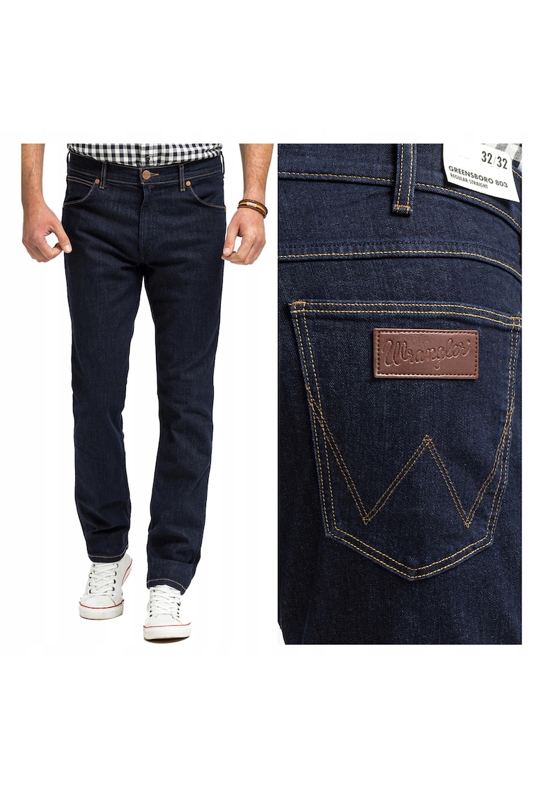 Blugi Barbati - Greensboro - Straight Fit - Talie Joasa - Fermoar - Lungi - 5 Buzunare - Bumbac - W36 L32 - Albastru