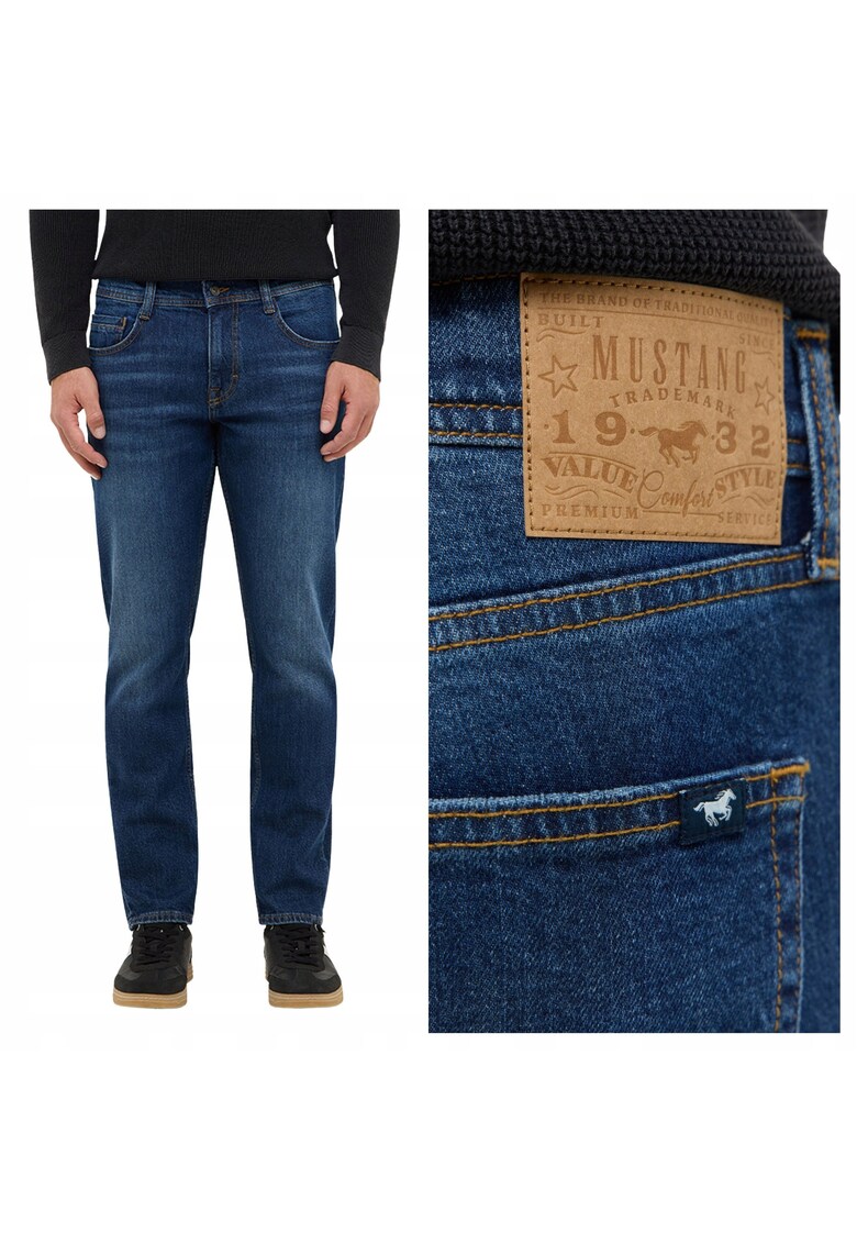 Blugi Barbati - Denver Straight - Straight Fit - Talie Medie - Fermoar - Lungi - 5 Buzunare - Bumbac - W31-L32 US - Albastru