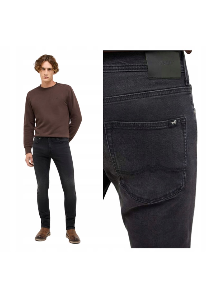 Blugi Barbati - Orlando Slim - Slim Fit - Talie Joasa - Fermoar - Lungi - 5 Buzunare - Bumbac - W32-L32 US - Negru